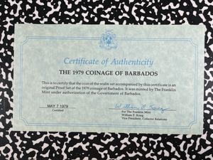 1979 Barbados 8x Coin Proof Set Lot#B2621 Including Silver! With Case & C.O.A.