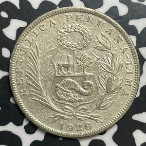 1928 Peru 1/2 Sol Half Sol Lot#T1730 Silver!