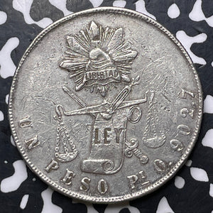 1871-Pi O Mexico 1 Peso Lot#JM8959 Large Silver!