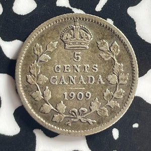 1909 Canada 5 Cents Lot#T7882 Silver! Nice! Round Leaves