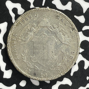 1869 Hungary 1 Forint Lot#C0135 Silver! Nice Detail, Rim Hits
