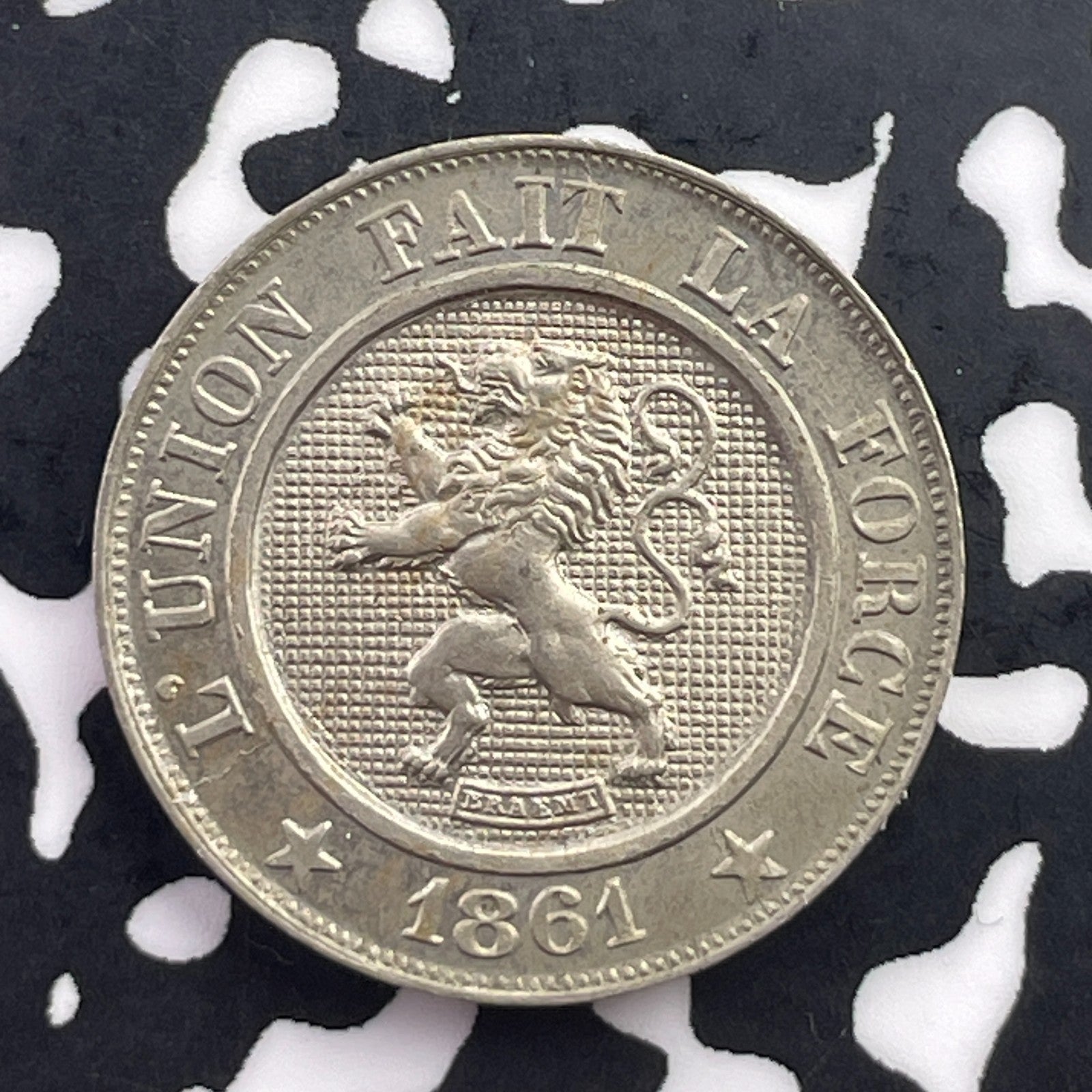 1861 Belgium 10 Centimes Lot#C5570 High Grade! Beautiful!