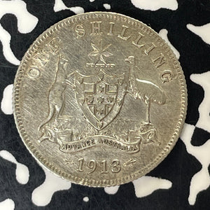 1913 Australia 1 Shilling Lot#T5924 Silver! Nice!