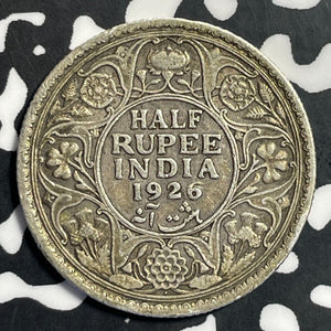 1926 India 1/2 Rupee Half Rupee Lot#E8017 Silver!