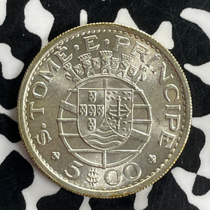 1962 St. Thomas & Prince 5 Escudos Lot#C1054 Silver! High Grade! Beautiful!