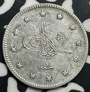 AH 1327 (1909) Turkey 1 Kurus Lot#T9037 Silver!