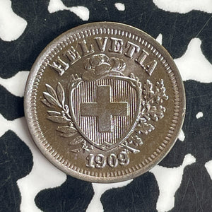 1909 Switzerland 1 Rappen Lot#T8372 High Grade! Beautiful!