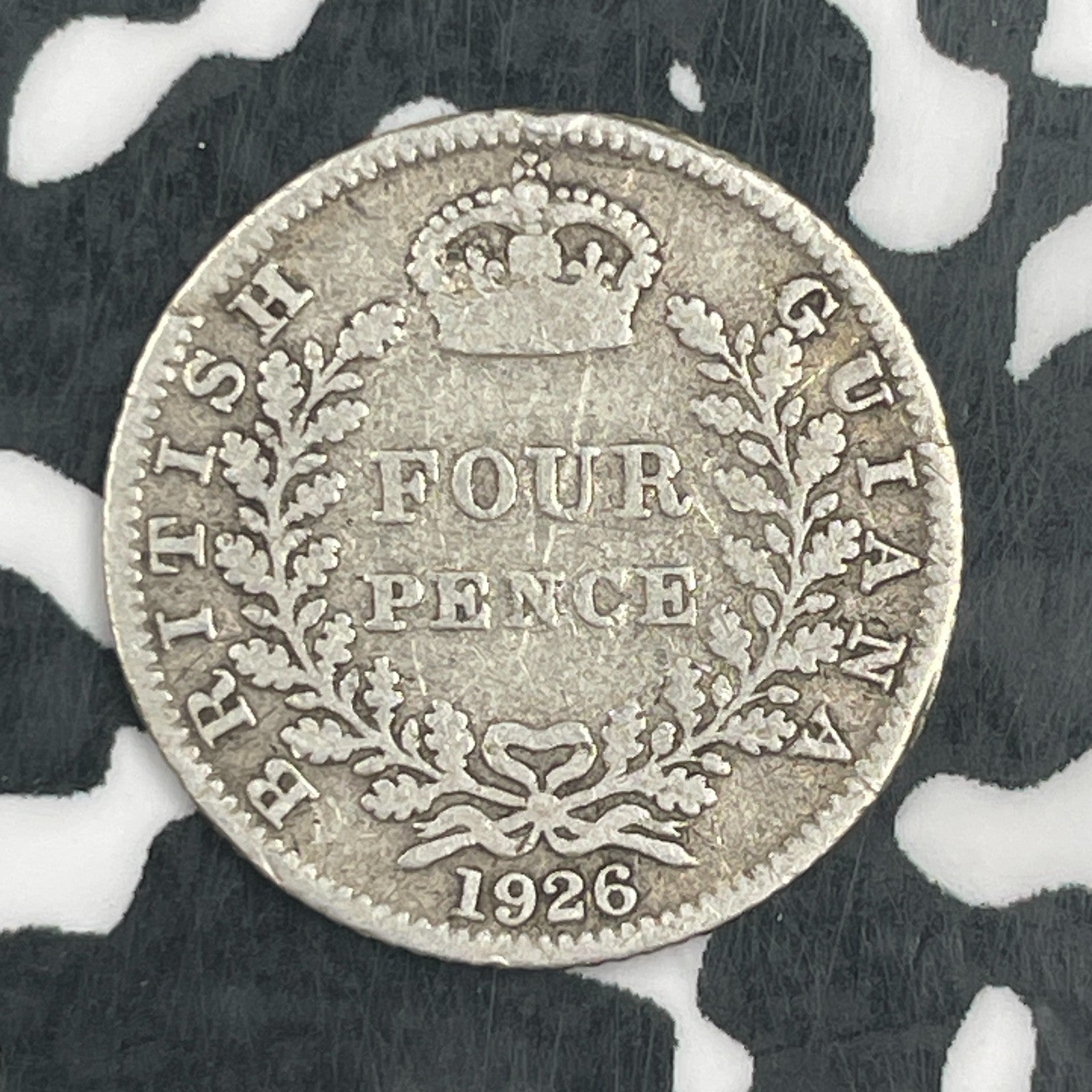 1926 British Guiana 4 Pence Fourpence Lot#F8062 Silver! Low Mintage