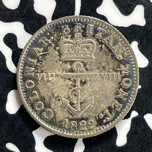 1822 British West Indies 1/8 Dollar Anchor Money Lot#JM9850 Silver! Nice!