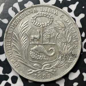 1934 Peru 1 Sol Lot#E7118 Large Silver Coin!