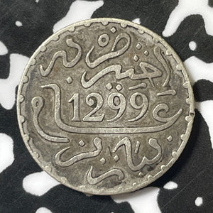 AH 1299 (1882) Morocco 1 Dirham Lot#E4989 Silver!