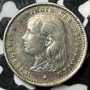 1896 Netherlands 10 Cents Lot#D7298 Silver!