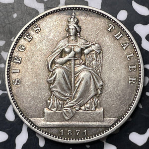 1871-A Germany Prussia 1 Thaler Lot#JM8771 Silver!