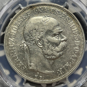 1900-KB Hungary 5 Korun PCGS XF45 Lot#G8761 Large Silver! KM#488