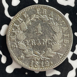 1812-A France Napoleon 1 Franc Lot#T7655 Silver! Old Cleaning