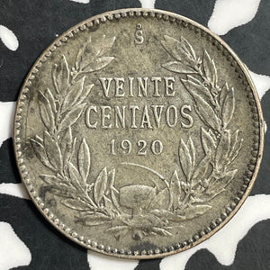 1920-So Chile 20 Centavos Lot#E7946 Silver!