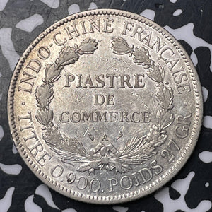 1904-A French Indo-China 1 Piastre Lot#MK161 Large Silver!