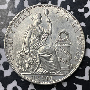 1914 Peru 1 Sol Lot#JM8555 Large Silver! High Grade! Beautiful!