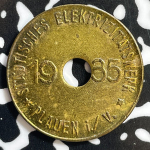 1935 Germany Plauen Electricity Token Lot#E2948 Nice!