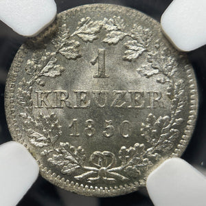 1850 Germany Bavaria 1 Kreuzer NGC MS67 Lot#G8900 Gem BU! Solo Top Graded!