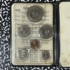 1969 Singapore 6x Coin Mint Set Lot#B2754 With Case & C.O.A. (Water Damage)