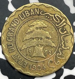 1924 Lebanon 5 Piastres Lot#T9897