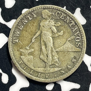1918-S U.S. Philippines 20 Centavos Lot#C0439 Silver!