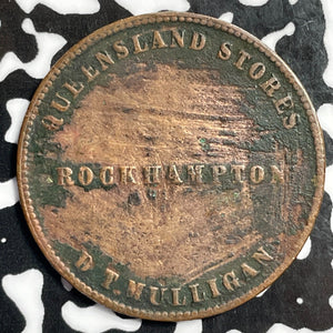 1863 Australia Queensland D.T. Mulligan 1/2 Penny Token Lot#E4198 Corrosion