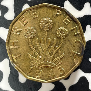 1943 Great Britain 3 Pence Threepence Lot#T4252 Nice!