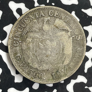 1919 Colombia 50 Centavos Lot#C0186 Silver!