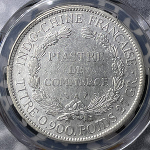 1898-A French Indo-China 1 Piastre PCGS Cleaned-AU Detail Lot#MK98 Silver!