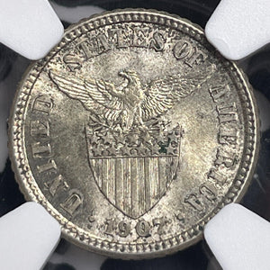 1907 U.S. Philippines 10 Centavos NGC MS64 Lot#G9576 Silver! Choice UNC!