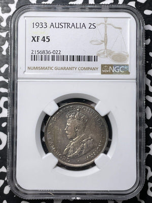 1933 Australia 1 Florin NGC XF45 Lot#G8539 Silver! Key Date!