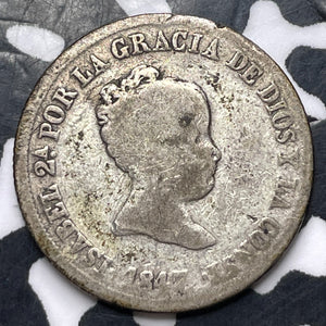 1847 Spain 2 Reales Lot#T2226 Silver!