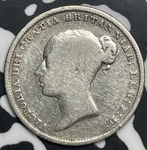 1838 Great Britain 6 Pence Sixpence Lot#T9846 Silver! Old Cleaning