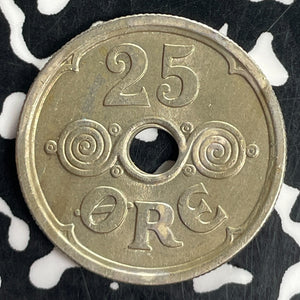 1924 Denmark 25 Ore Lot#T8073 High Grade! Beautiful!