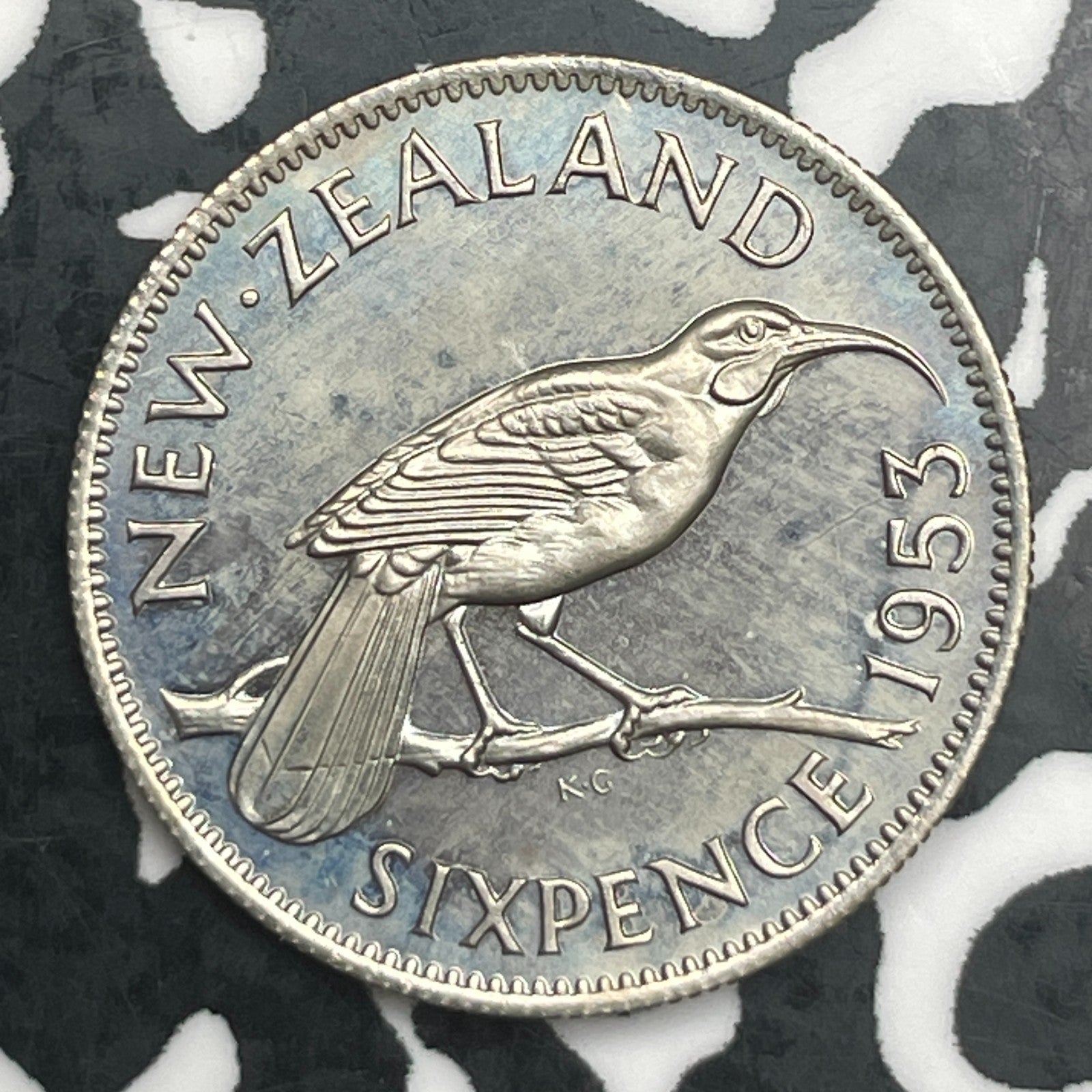 1953 New Zealand 6 Pence Sixpence Lot#F7269 Proof!