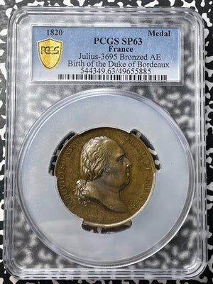 1820 France Birth Of The Duke Of Bordeaux Medal PCGS SP63 Lot#GV8577 Julius-3695