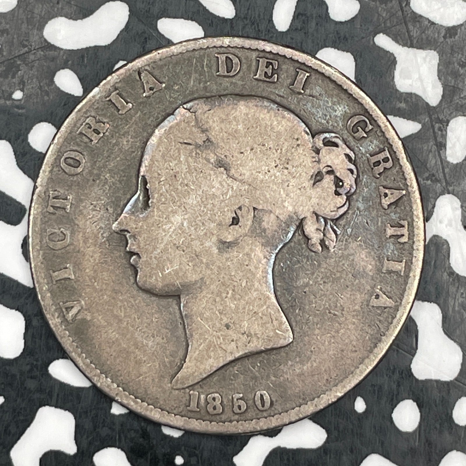1850 Great Britain Victoria 1/2 Crown Lot#JM1683 Silver! Low Mintage