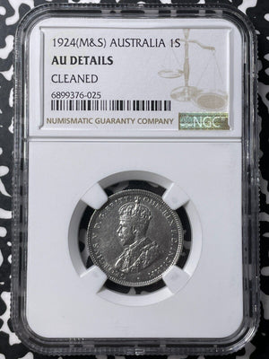 1924 Australia 1 Shilling NGC Cleaned-AU Details Lot#G8415 Silver! Key Date!