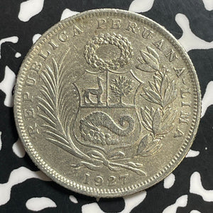 1927 Peru 1/2 Sol Half Sol Lot#T1719 Silver!