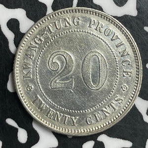 (1922) China Kwangtung 20 Cents Lot#T6601 Silver! Nice Detail, Old Cleaning