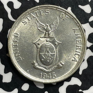 1945-S U.S. Philippines 50 Centavos Lot#C0705 Silver! High Grade! Beautiful!