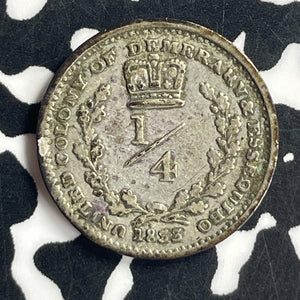 1833 Essequibo & Demerary 1/4 Guilder Lot#JM9648 Silver! Scarce!