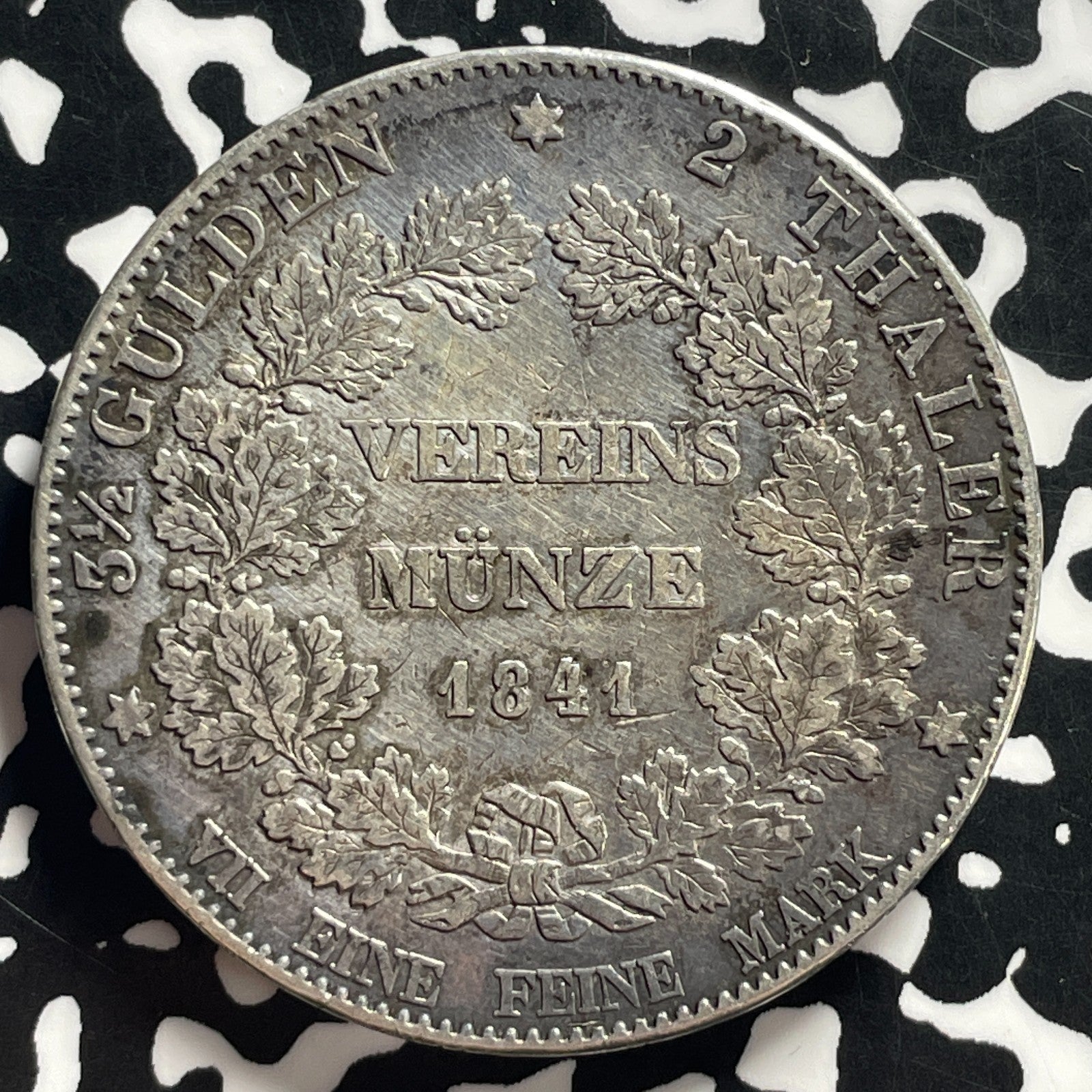 1841 Germany Hesse-Darmstadt 2 Thaler Lot#JM0035 Large Silver!