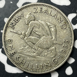 1933 New Zealand 1 Shilling Lot#E8148 Silver!