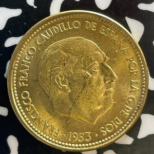 1953 (56) Spain 2 1/2 Pesetas Lot#T3005 High Grade! Beautiful!