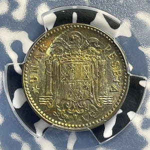 1953 (60) Spain 1 Peseta PCGS MS62 Lot#G987 Nice UNC! Better Date