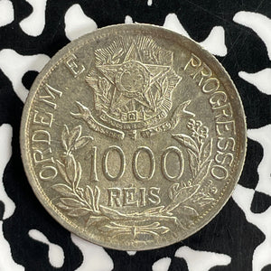 1913 Brazil 1000 Reis Lot#C1112 Silver! High Grade! Beautiful!