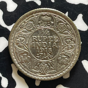 1918 India 1/4 Rupee Lot#T5712 Silver! Nice!